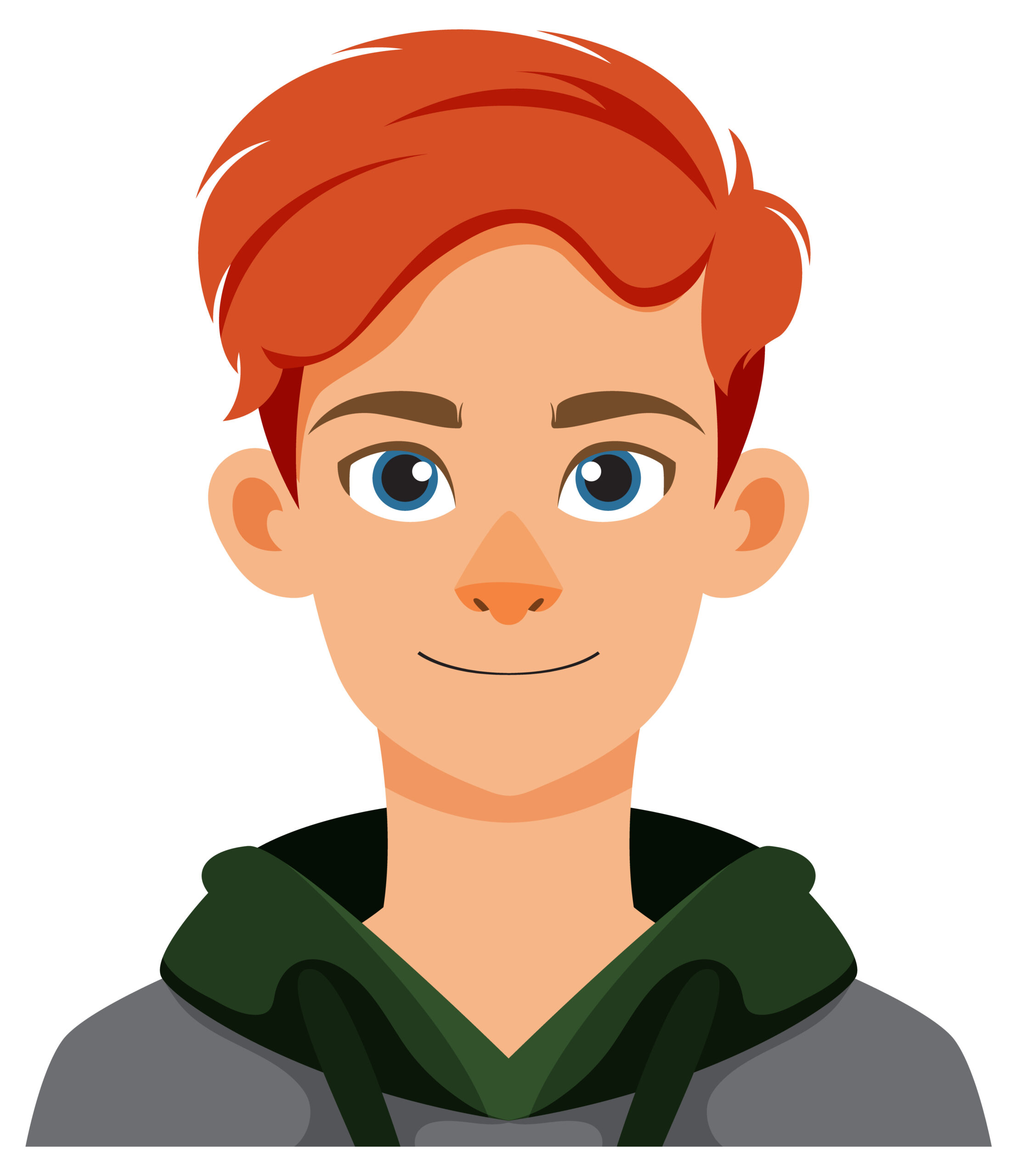 Smiling Red-Haired Boy Illustration A cheerful boy with red hair smiling