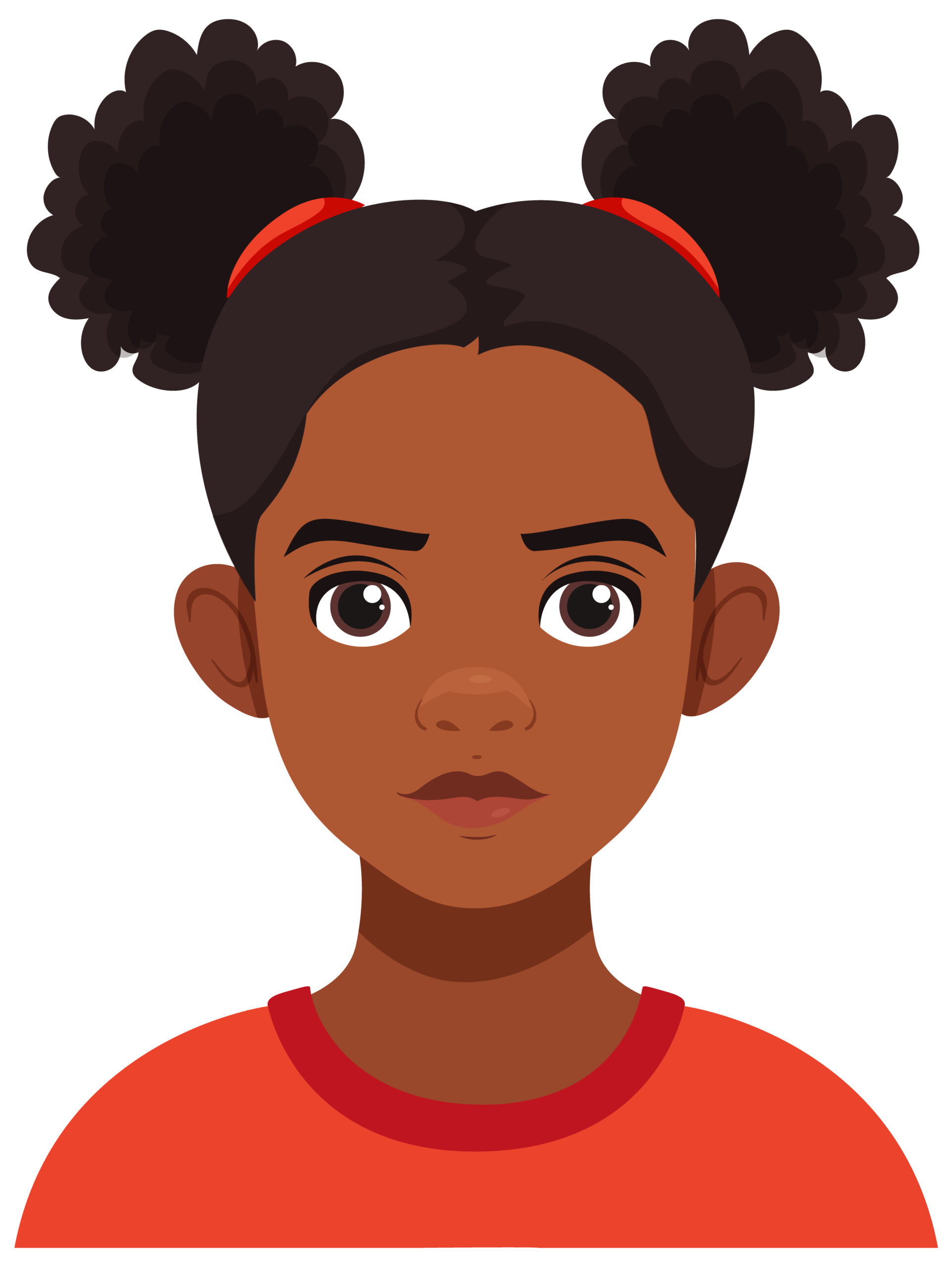 Young Girl with Pigtails Illustration of a girl with curly pigtails